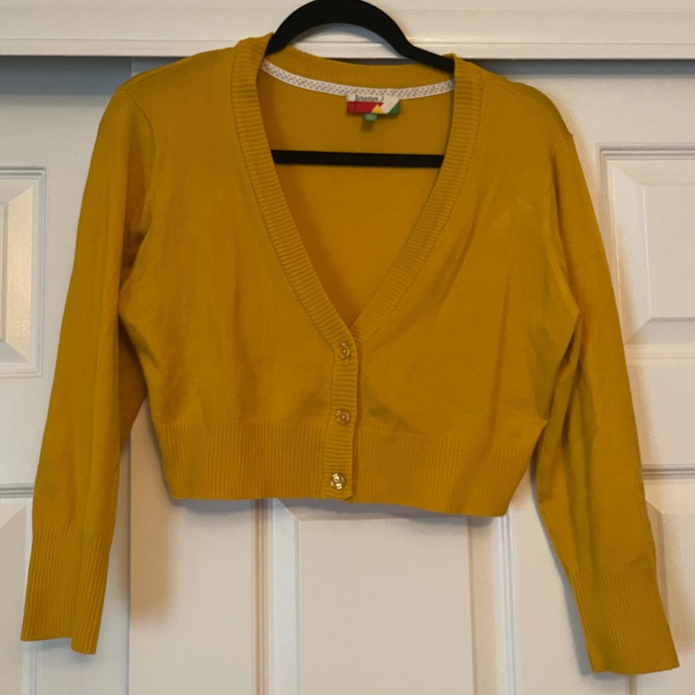 Mustard Yellow Cropped Cardigan